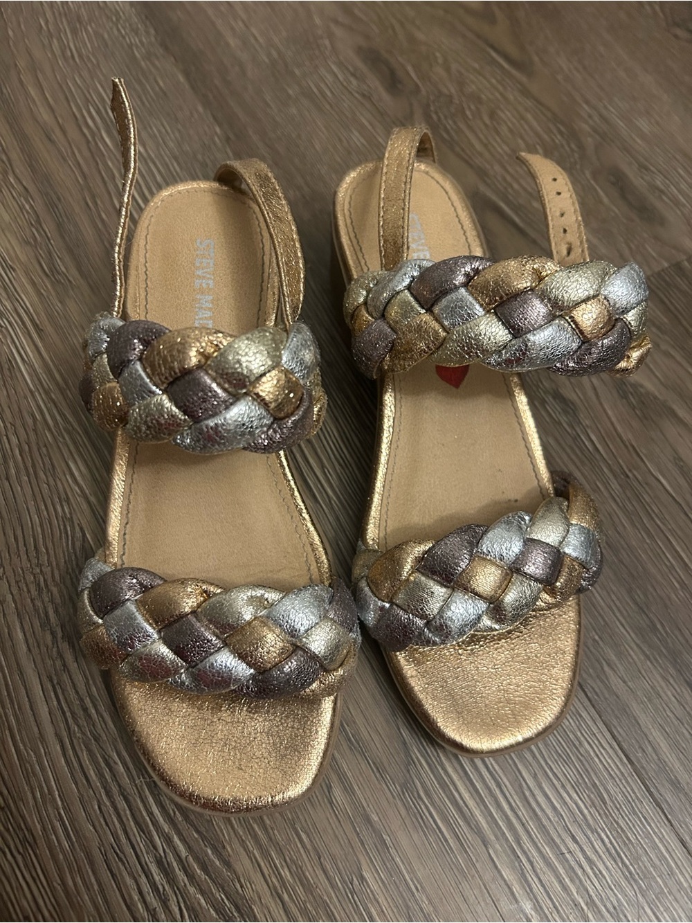 Steve Madden Metallic Braided Slingback Sandals in Gold, Silver, Bronze